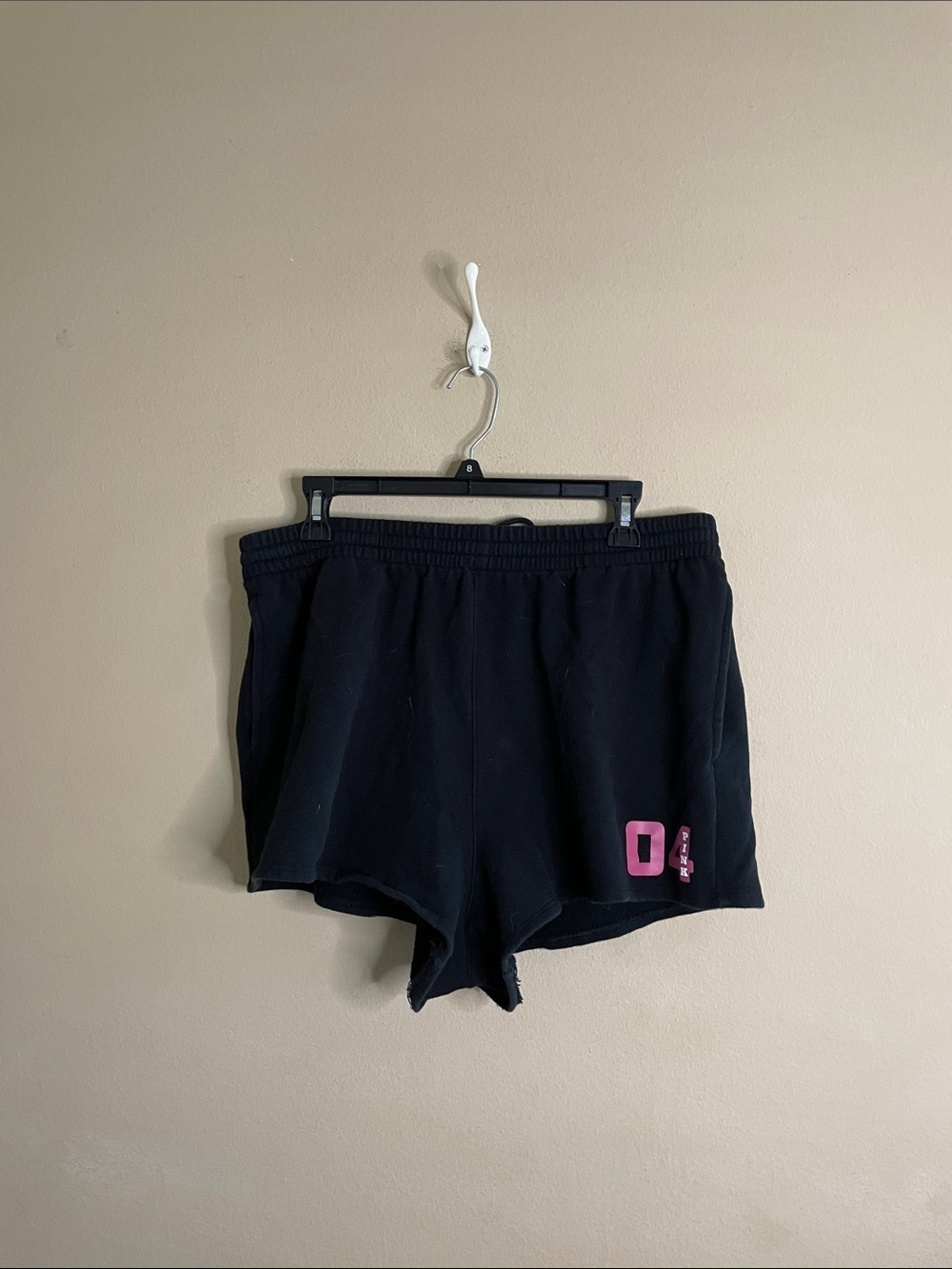 PINK Victoria's Secret Black Athletic Shorts with Pink '04' Accent SZ XL